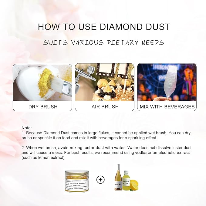 HomeHere Edible Luster Dust Food-Grade Glimmer Powder Glitter for Cake Decorating 7g, Edible
