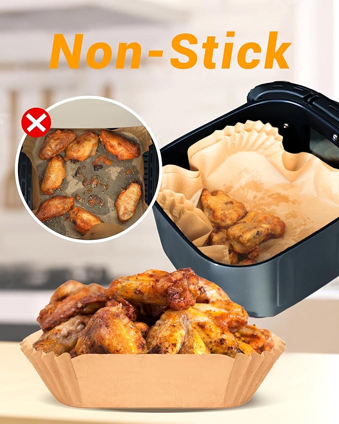 500Pcs Air Fryer Paper Liners, 8??Square Disposable Parchment Paper Liner for 5-8 QT Air Fryer