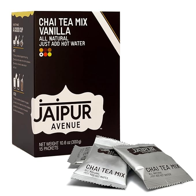 Jaipur Avenue Vanilla Chai Tea Mix Crafted with All-Natural Assam Black Tea, Vanilla, Cane Sugar