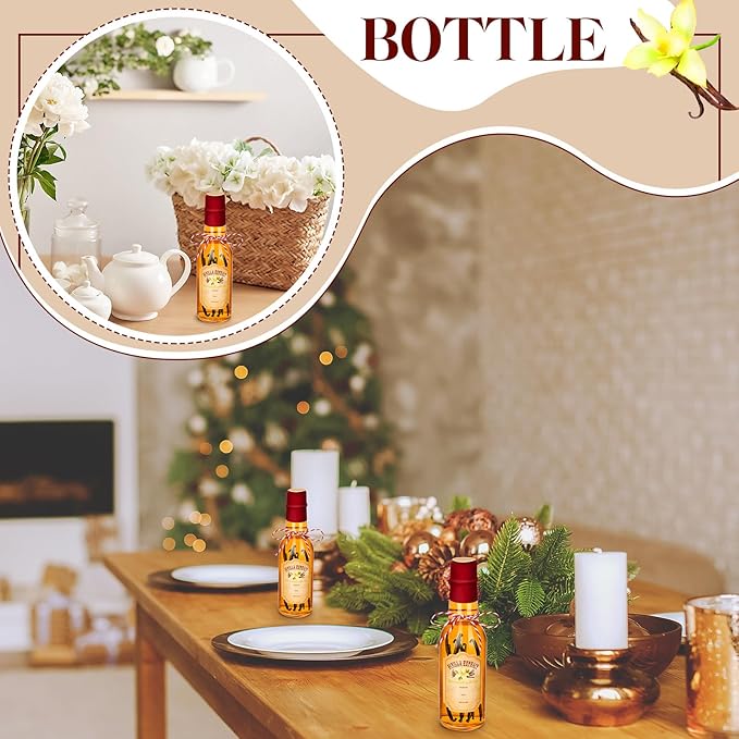 Tioncy 16 Pcs Vanilla Extract Bottles for Homemade Vanilla Jar Glass Bottle with Cap, Shrink Band