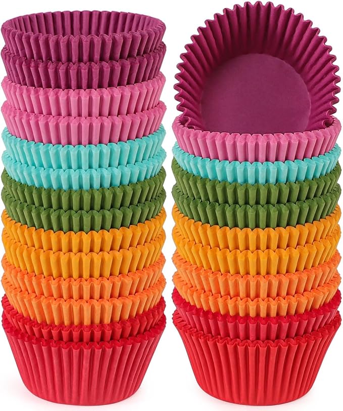 Caperci Rainbow Standard Cupcake Liners Bright Colorful Muffin Baking Cups 350-Count, Odorless