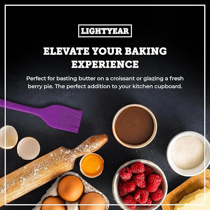 Lightyear Silicone Basting Pastry Brush Set (2 Pcs) ❘ 450°F Heat Resistant Oil Brush for Your