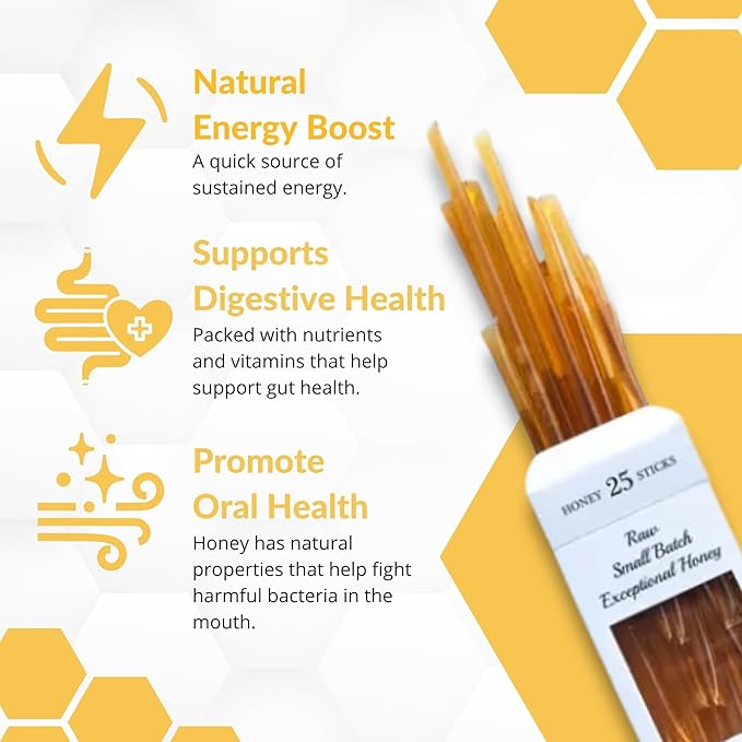 Sage Honey Straws, 25 Count - Raw Honey Sticks for Tea and Coffee - Perfect for Hot Beverages