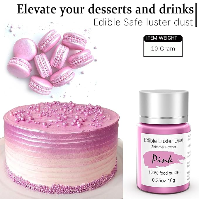 Hot Pink Edible Luster Dust for Cake Decorating ??10g Colaele Shimmering Edible Glitter Dust for