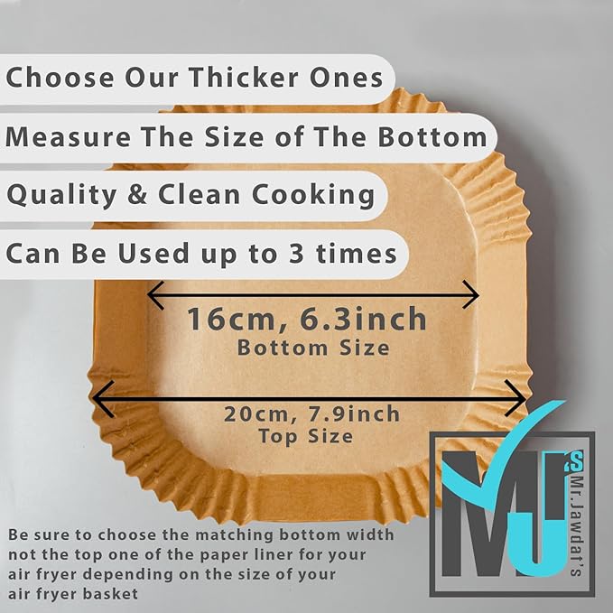((Extra Strong)) Air Fryer Disposable Paper Liner 100Pcs, Mr.Jawdat's Strong AirFryer Liners