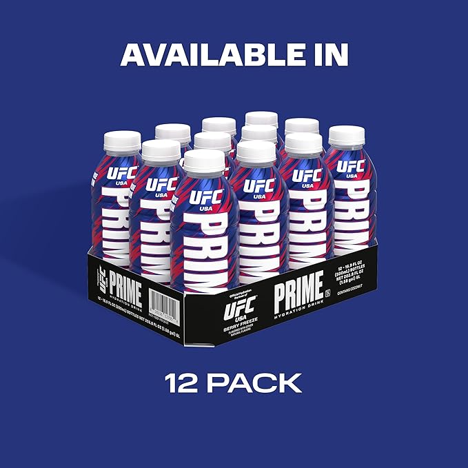 PRIME Hydration UFC, Sports Drinks, Electrolyte Enhanced for Replenishing Fluids, 250mg BCAAs, B