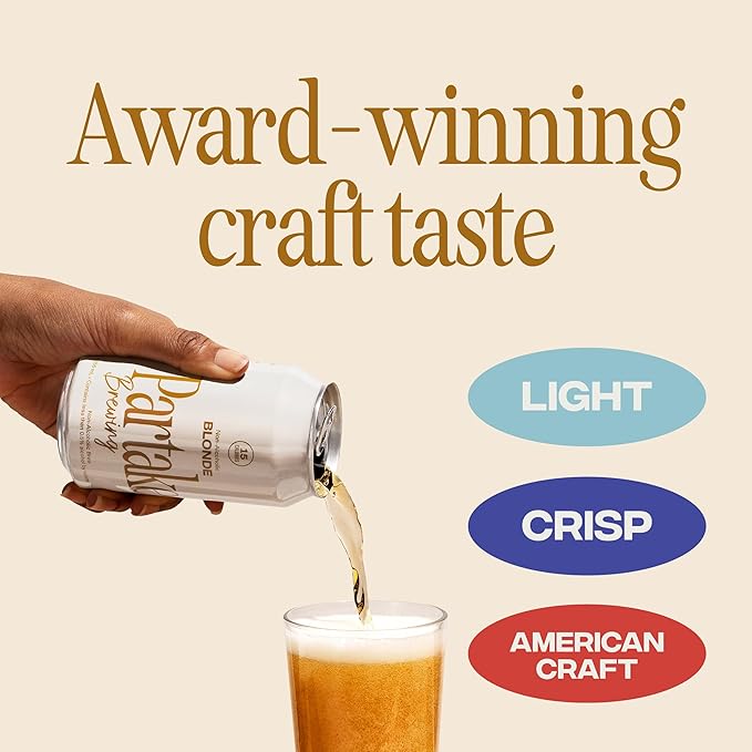 Partake Brewing Craft Non Alcoholic Beer, Blonde 12 Pack x 12 Fl Oz Cans - Low Calorie & Carb, No