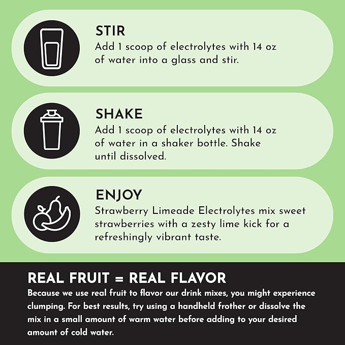Strawberry Limeade Electrolytes ??30 Serving Bag ??Clean Hydration Drink Mix with Essential