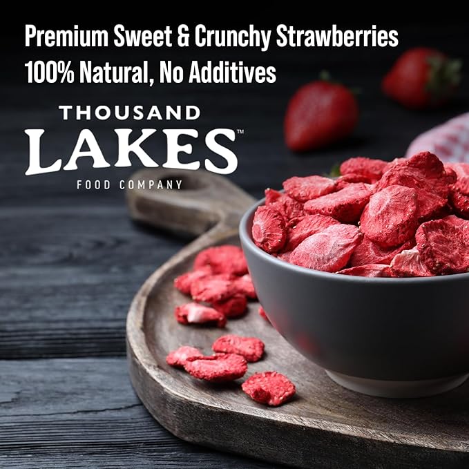 Thousand Lakes Freeze Dried Sliced Strawberries, Premium Fruit - Bulk 5 oz | No Sugar Added | 100%