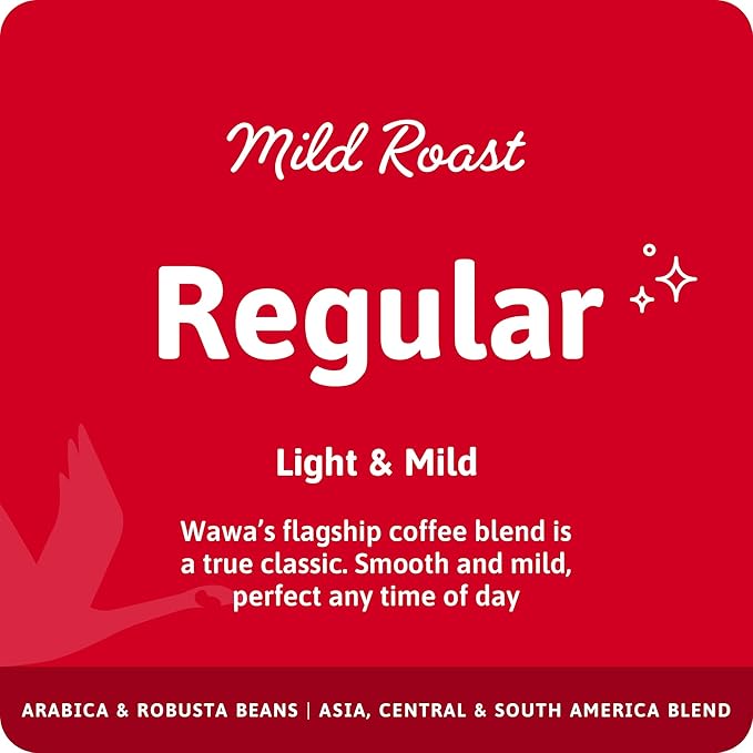 Wawa Mild Roast Single Cup Regular Coffee Pods, 72 Pods, 6 Boxes, Lightly Roasted, Nutty Smooth