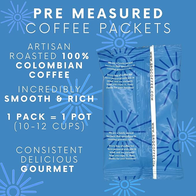 Sarasota Coffee Ground Packets | Colombian Medium Roast | Bulk Packs | Gourmet Columbian Low Acid