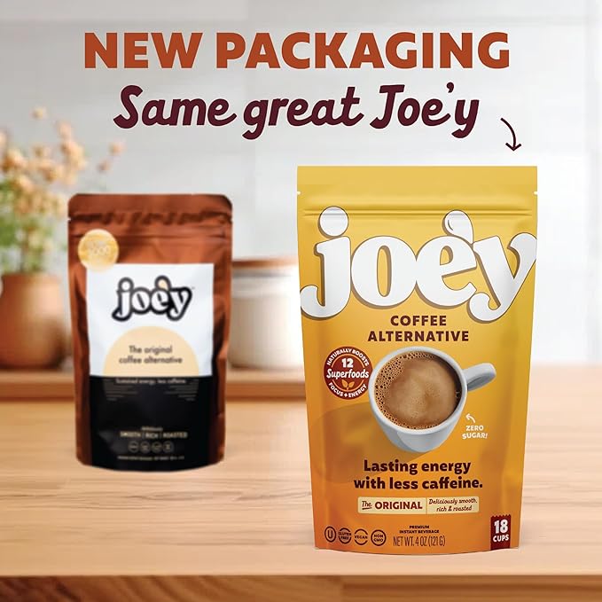 Joe'y Mushroom Coffee Alternative with Cacao and Dandelion Root, Chicory Coffee Substitute with
