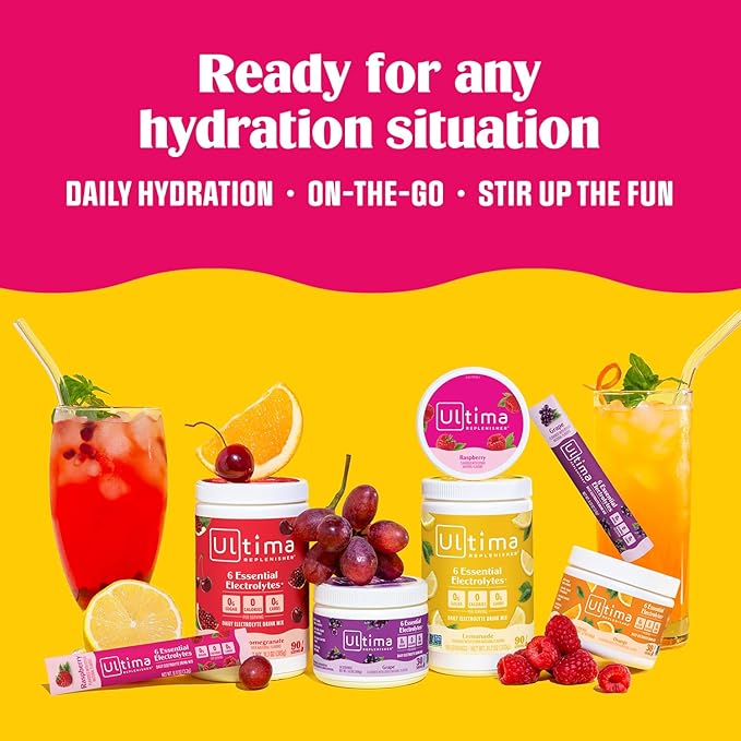 Ultima Replenisher Daily Electrolyte Powder Drink Mix ??Sugar Free ??Lemonade, 20 Stickpacks
