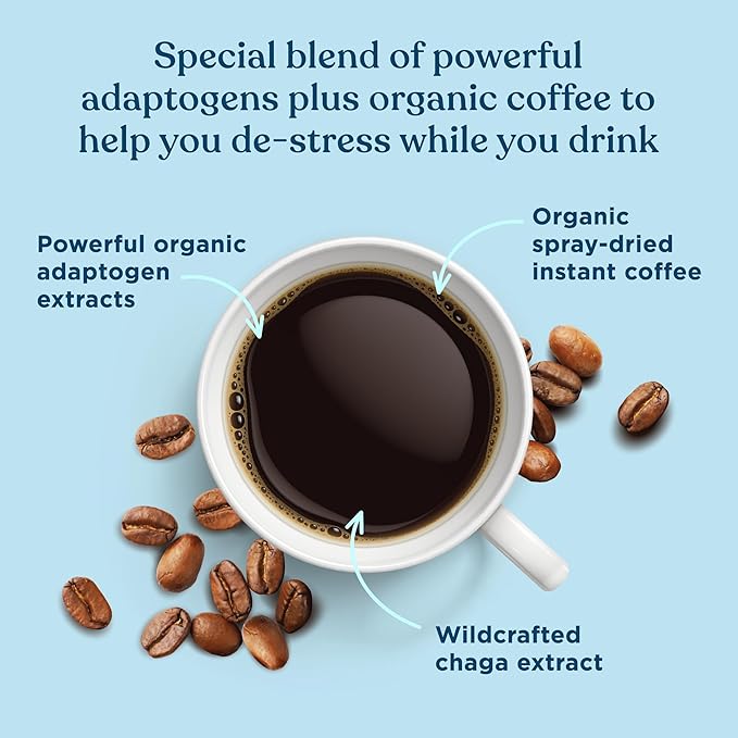 Adaptogen Organic Coffee by Four Sigmatic | Medium Roast Instant Coffee with Ashwagandha, Chaga