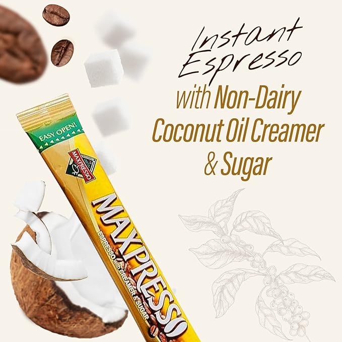 Maxpresso 3 in 1 Korean Instant Coffee Mix - Single Serve Sticks 40 Packets with Creamer and Sugar