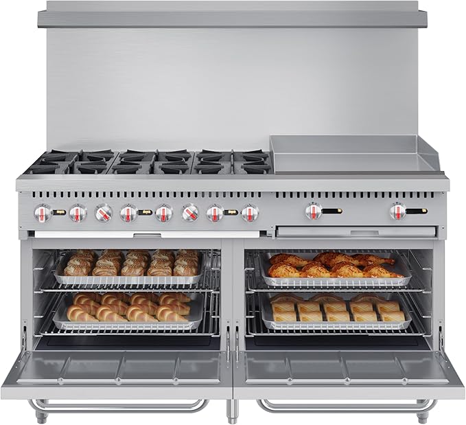 KoolMore KM-CRG60-LP 60 in. 6 Burner Commercial Liquid Propane Range with 24 in. Griddle, Solid