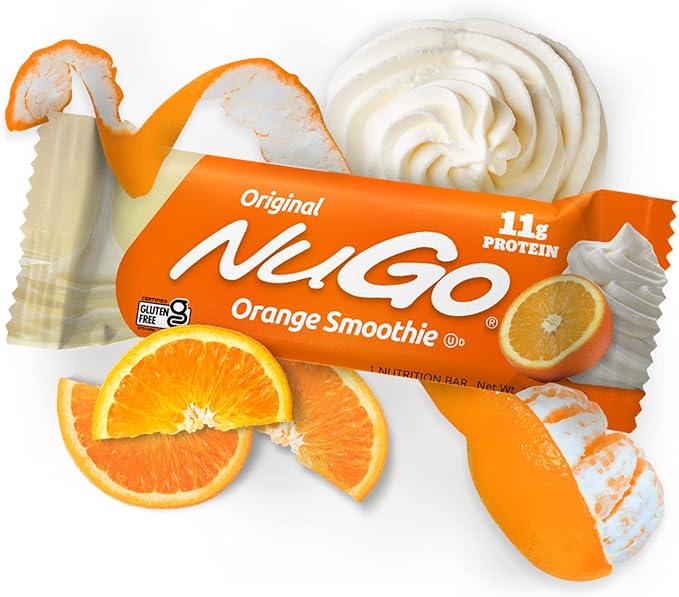 NuGo Original Variety, Vanilla Yogurt 15 bars & Orange Smoothie 15 bars, 11g Protein, Gluten Free