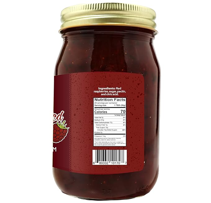 Green Jay Gourmet Seedless Raspberry Jam - All-Natural Fruit Jam with Red Raspberries & Lemon Juice