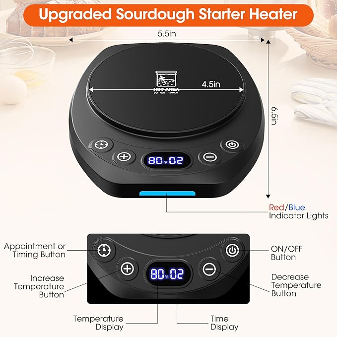 MQFORU Upgrade Sourdough Starter Warmer Mat, Precise 1°F Thermostat Control (70-120°F), Smart