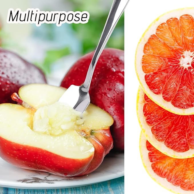WXJ13 7 PCS Grapefruit Spoons and Grapefruit Knife, Stainless Steel Grapefruit Dessert Spoon