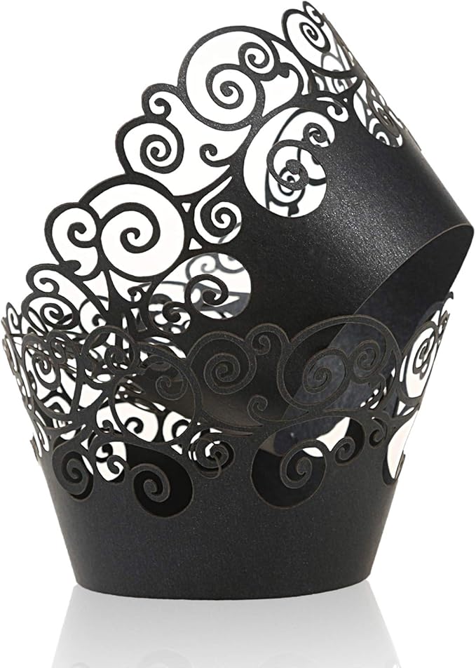 Cupcake Wrappers, KPOSIYA 100 Pack Cupcake Wraps Filigree Artistic Bake Cake Paper Cup Little Vine