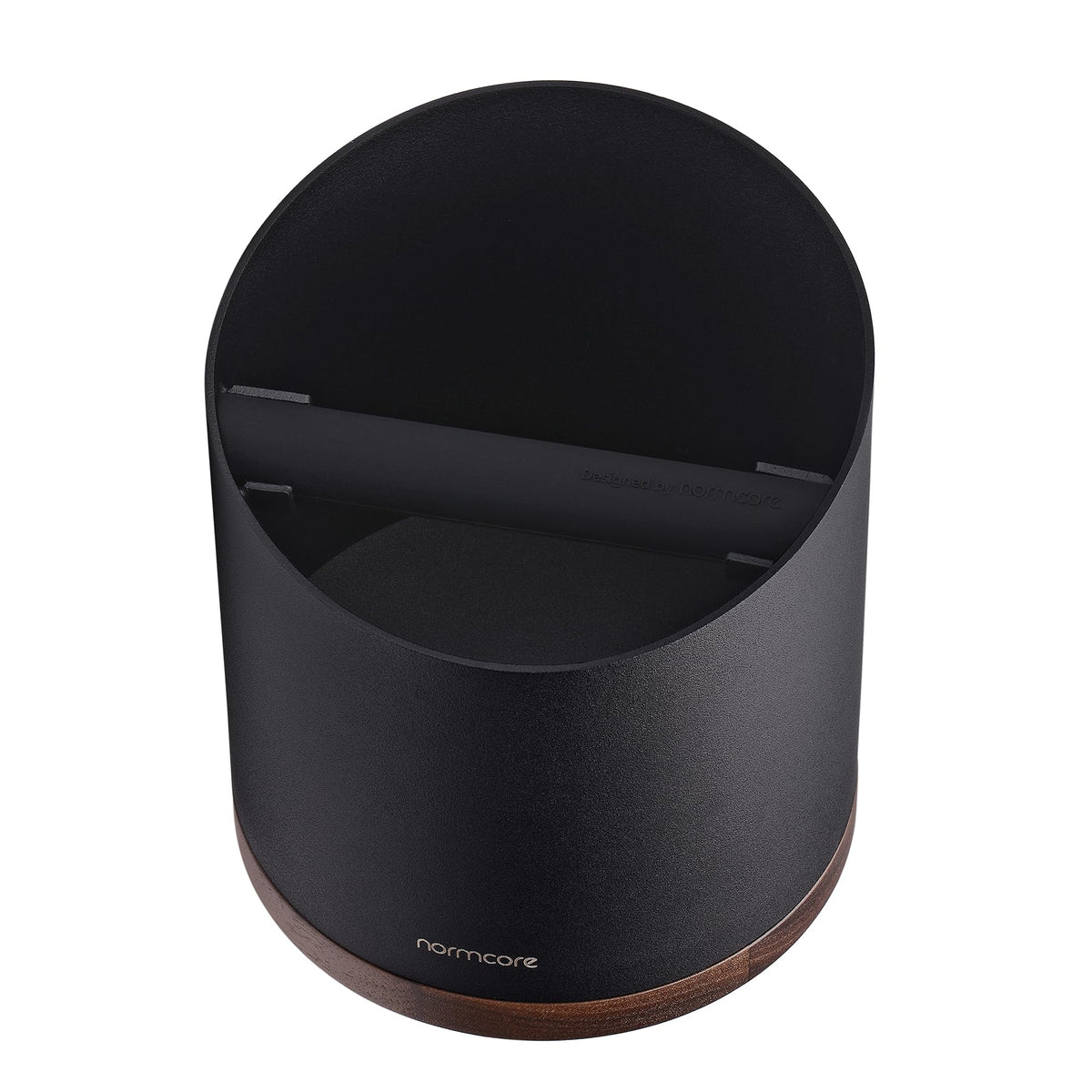 Normcore Espresso Knock Box, 1L Capacity Holds 20-25 Espresso Pucks, Stainless Steel with Walnut