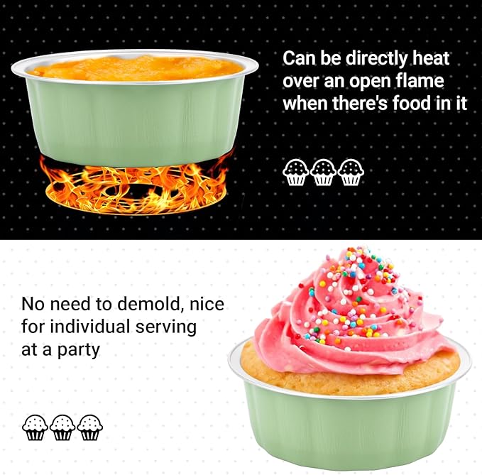 Beasea 8oz Aluminum Ramekins, 100 Pack 3.9" Disposable Baking Foil Cups Mini Ramekin Cup Cupcake