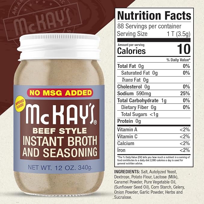 McKay's Beef Flavored Soup Seasoning, Gluten Free, Vegetarian Instant Broth, Bullion Powdered