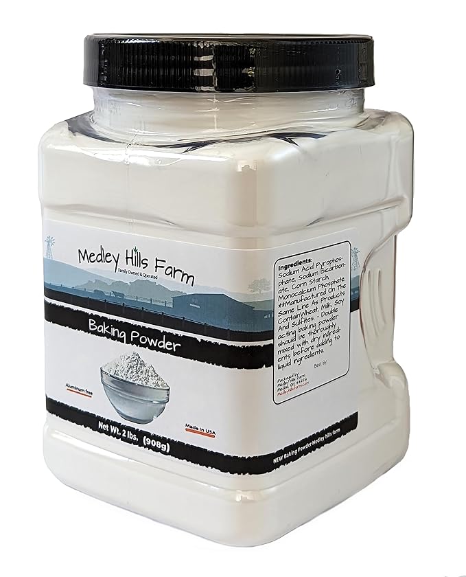 Baking Powder aluminum free by Medley hills farm 2 Lbs. in Reusable Container - Double acting