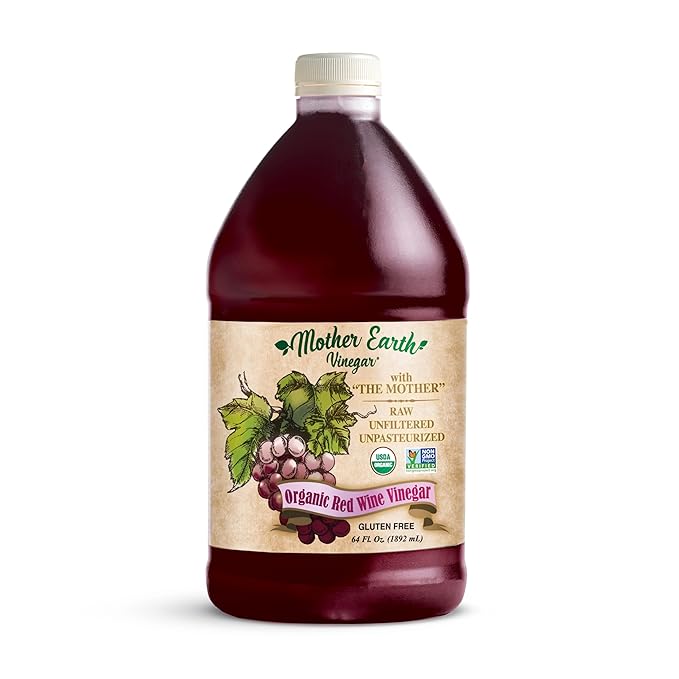Mother Earth, Organic Red Wine Vinegar with The Mother, Fresh Pressed Organic Cabernet Grapes