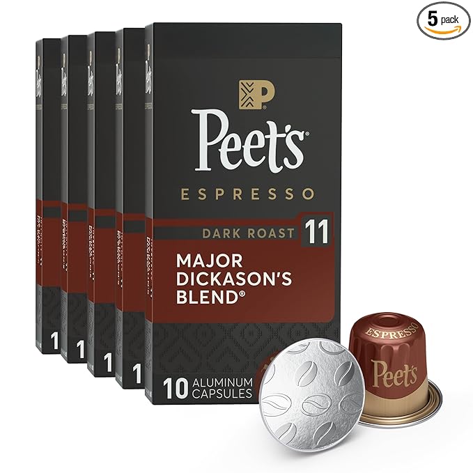 Peet's Coffee, Dark Roast Espresso Capsules, Compatible with Nespresso Original Machines - Major