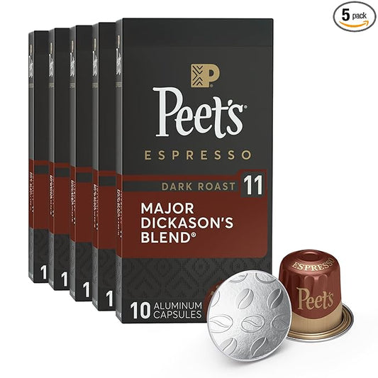 Peet's Coffee, Dark Roast Espresso Capsules, Compatible with Nespresso Original Machines - Major