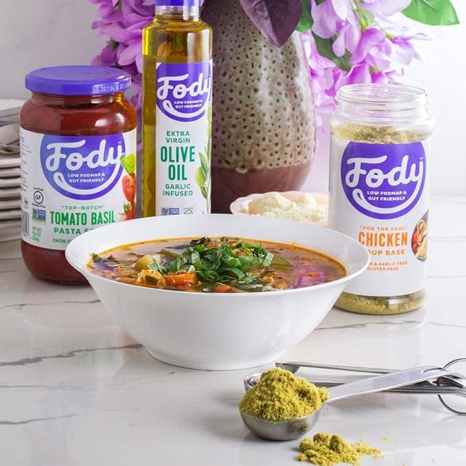 Fody Foods Cooking Bundle | Chicken & Vegetable Soup Base, Garlic & Shallot Infused Olive Oil | Low