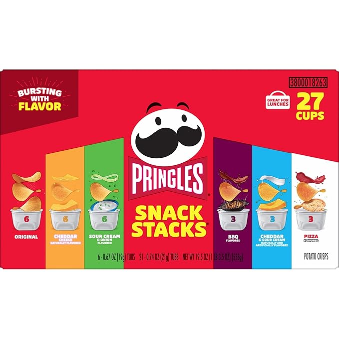 Pringles Potato Crisps Chips, Snack Stacks, Lunch Snacks, Office and Kids Snacks, Variety Pack (27