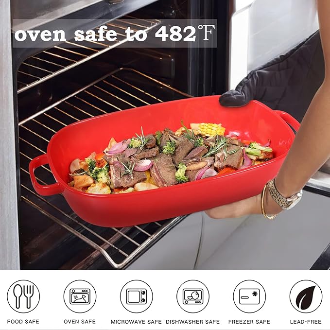 6 Quart Large Rectangular Baking Dish, 16x11 Inches Ceramic Baking Pan Casserole Dish for