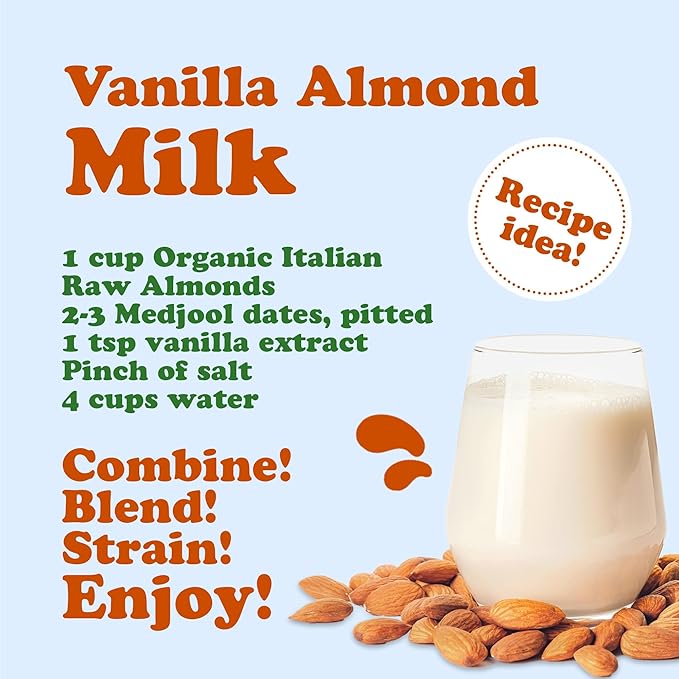Food to Live - Organic Imported Raw Almonds, 4 Pounds Non-GMO, Whole, Raw, No Shell, Unpasteurized