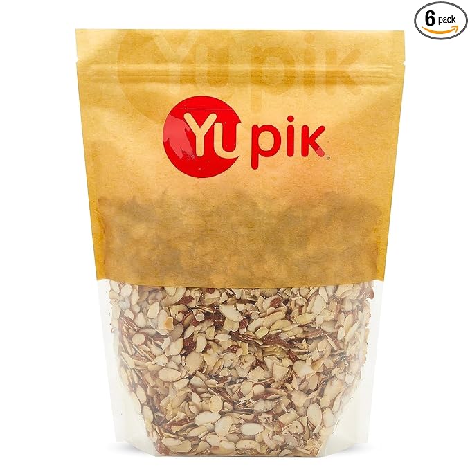 Yupik Sliced California Almonds With Skins, 2.2 lb, Unblanched, Gluten-Free, Kosher, Raw, Good