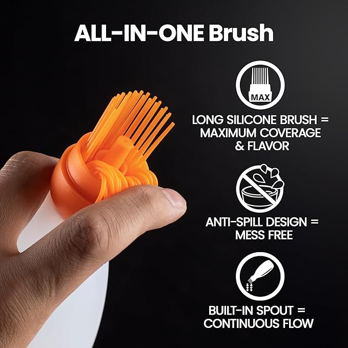 Silicone Pastry Brush, All-in-One Silicone Basting Brush with Sauce Bottle, Heat Resistant BBQ