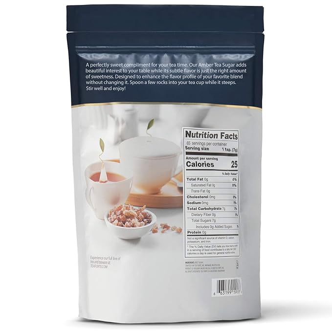 Tea Forte Natural Amber Hue Beet Rock Sugar Crystals for Tea and Coffee, Dissolves Quickly, Vegan
