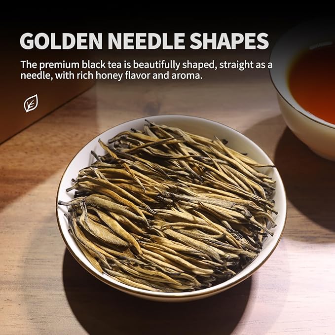 KHS Organic Black Tea Grade AAA (Super Grade), 3.17 OZ Chinese Yunnan Black Tea Loose Leaf, No Dust