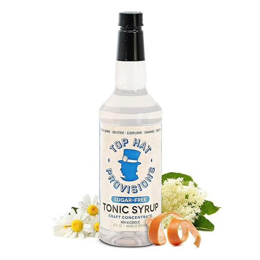 Top Hat Keto Sugar Free Tonic Syrup - 5x Diet Tonic Water Quinine Concentrate - Organic Monk Fruit