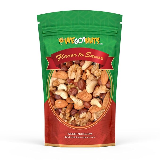 Raw Deluxe Unsalted Mixed Nuts- Premium Quality Kosher Mixed Nuts Snack by We Got Nuts- Natural