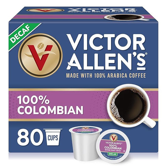 Victor Allen's Coffee Decaf 100% Colombian, Medium Roast, 80 Count, Single Serve Coffee Pods for