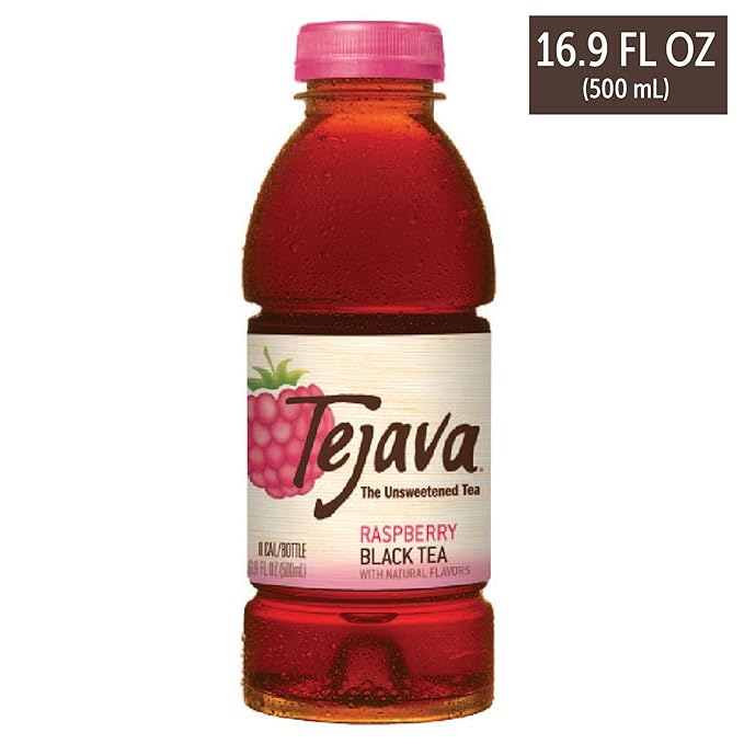Tejava Unsweetened Raspberry Black Iced Tea, 16.9oz PET Bottles, Award Winning, Non-GMO-Verified