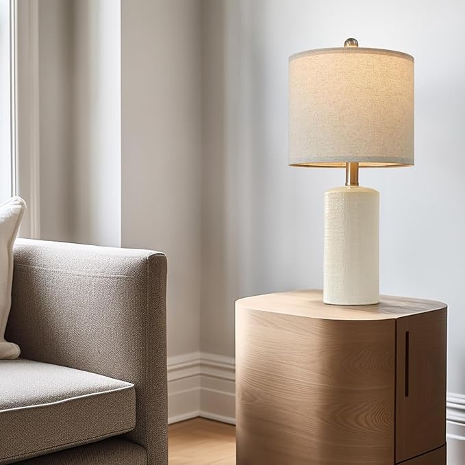 20.25" Small Single Table Lamp for Bedroom Modern Ceramic Nightstand Lamp Farmhouse Bedside Lamp