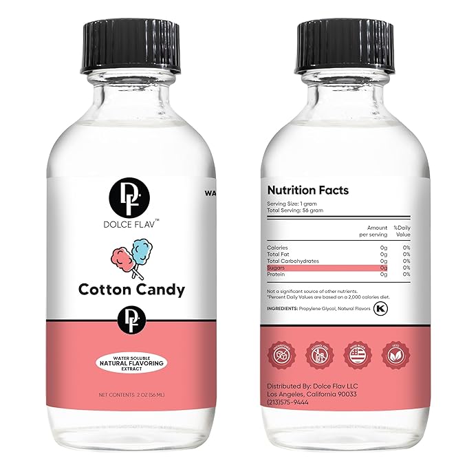 Dolce Flav Cotton Candy Extract 2 oz ??Kosher, Sugar-Free, Concentrated Carnival-Style Flavoring