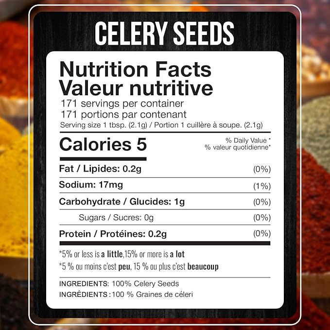 Fresh Finest Whole Celery Seeds - Vegan, Kosher - Great for Salads, Soups, Curries, Seasoning