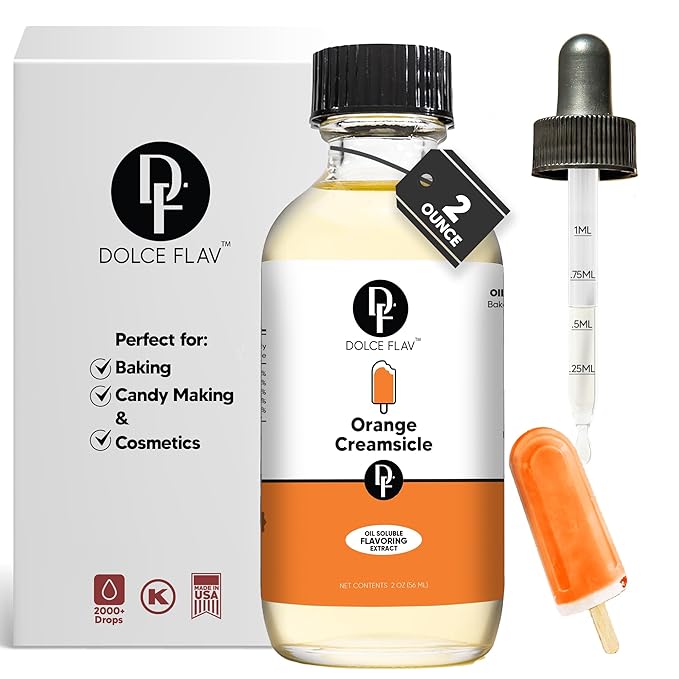 Dolce Flav Orange Creamsicle Extract - 2 Ounce Oil-Soluble Multipurpose Flavoring Ideal for Candy