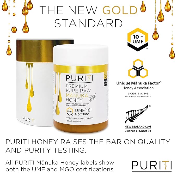 PURITI Manuka Honey MGO 300+ / UMF 10+ | 100% Pure Genuine Raw Manuka Honey | 8.8 Oz / 250g |