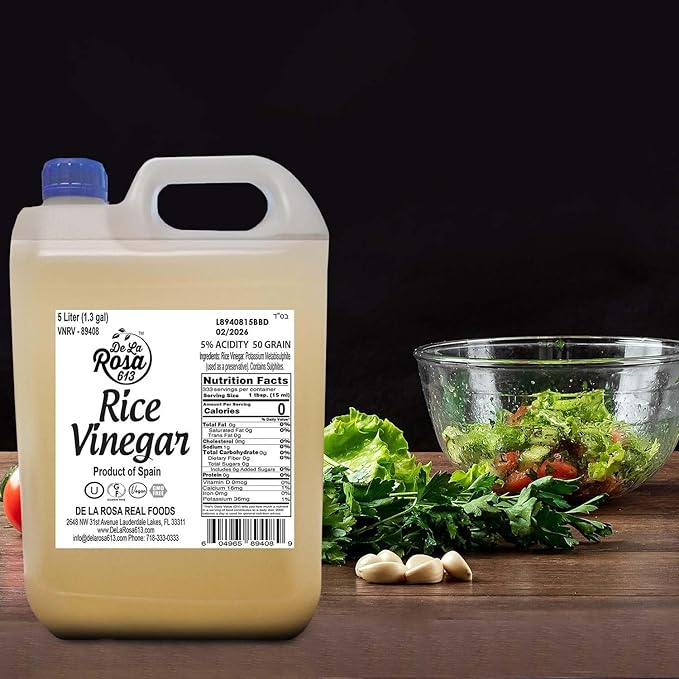 De La Rosa Rice Vinegar 5% Acidity, Kosher, Rice Vinegar for Cooking, Sushi, Salad Dressings and